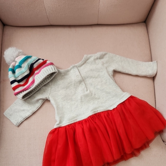 Vintage Gymboree 3-6 Months Winter Polar Bear Tulle dress with 0-6 months hat - Picture 2 of 4